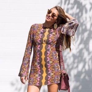 Free People Ossie Vibes Printed Bell Sleeve Dress
